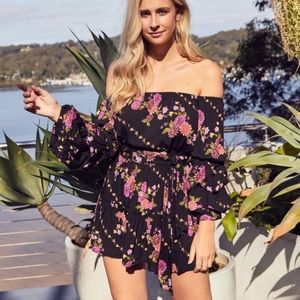 JAASE Tammy Floral Off-Shoulder Bel-Air Mini Dress